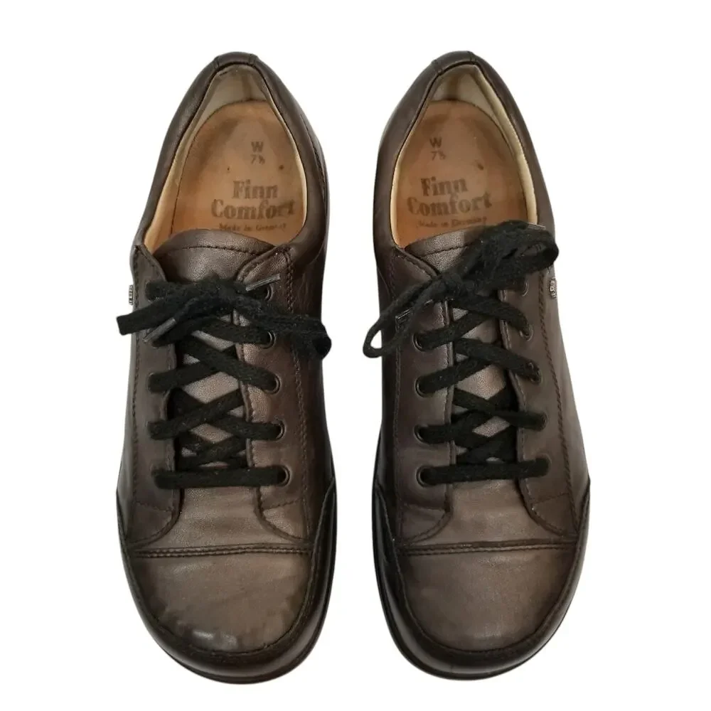 Finn Comfort Women's Ikebukuro Casual Walking Shoes Leather Sneakers Brown 9.5